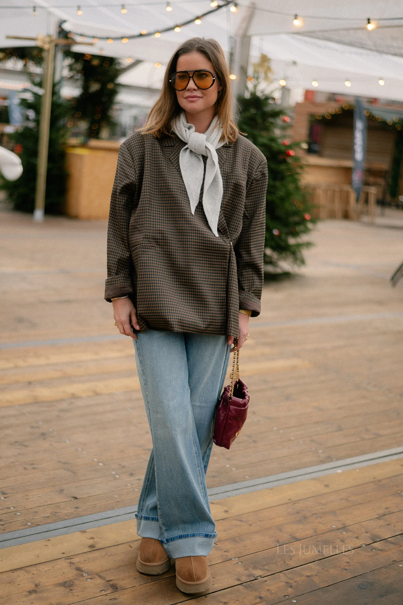 Chloe checkered blazer brown - Image 3