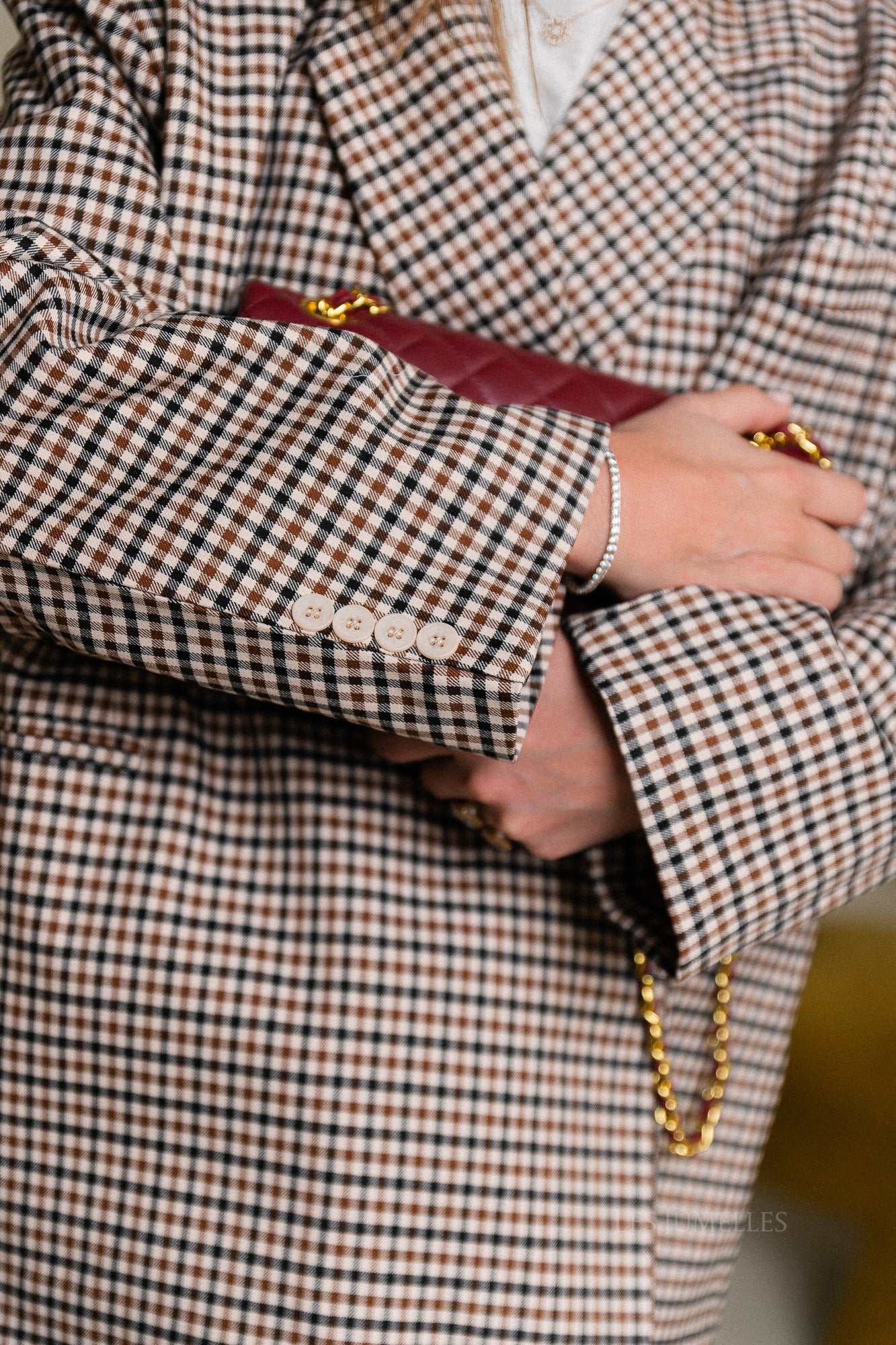 Chloe oversized blazer plaid brown - Image 3