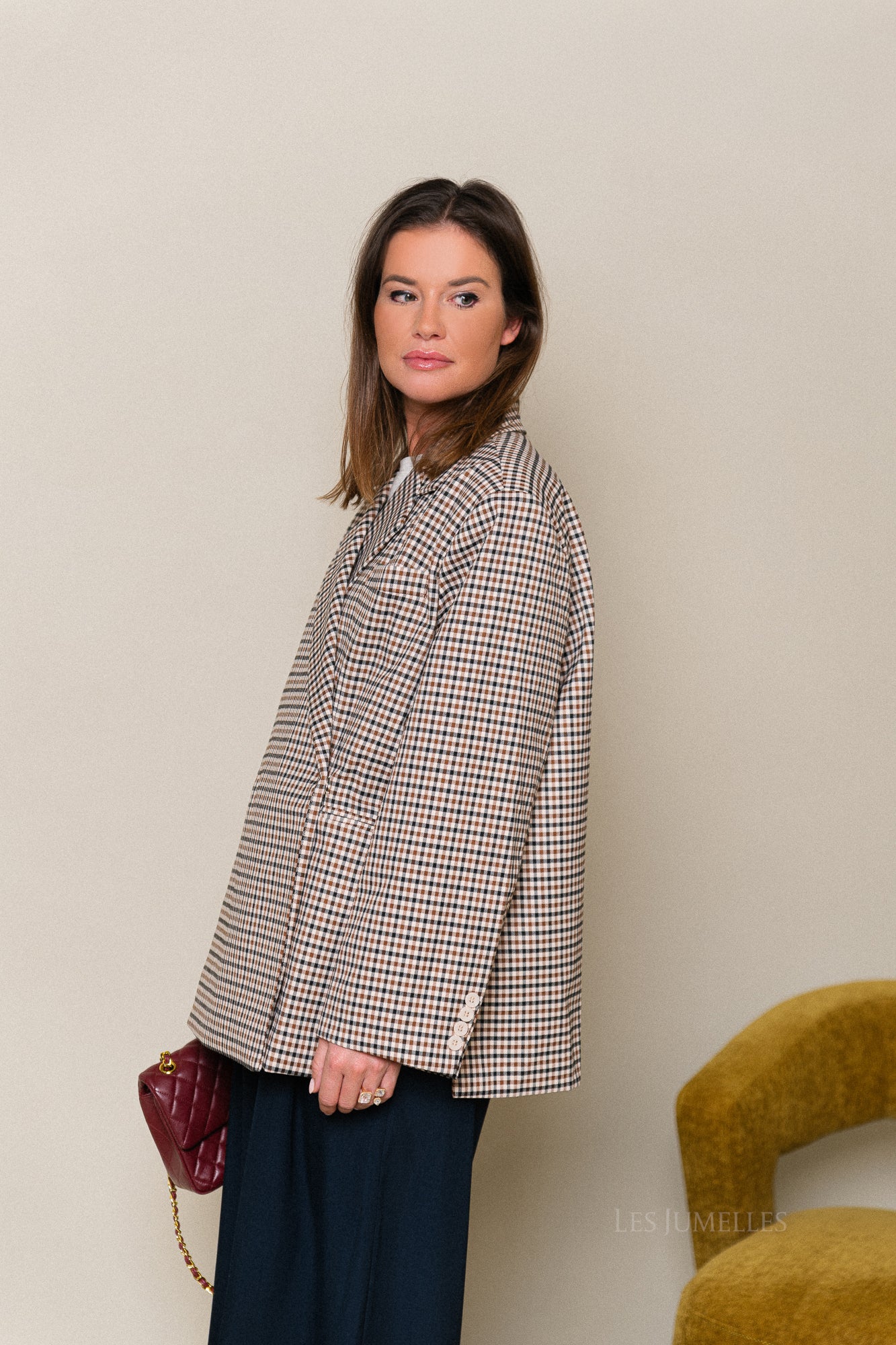 Chloe oversized blazer plaid brown - Image 4