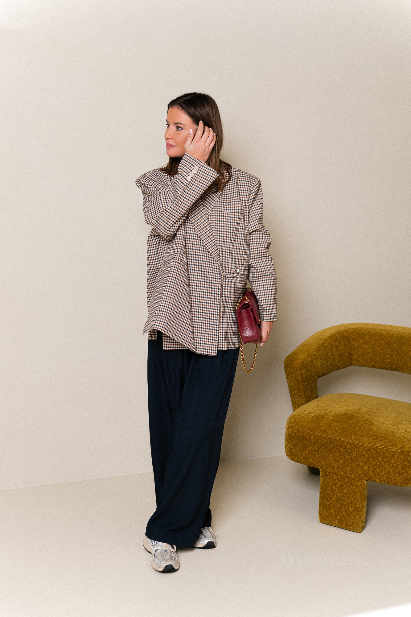 Chloe oversized blazer plaid brown - Image 5