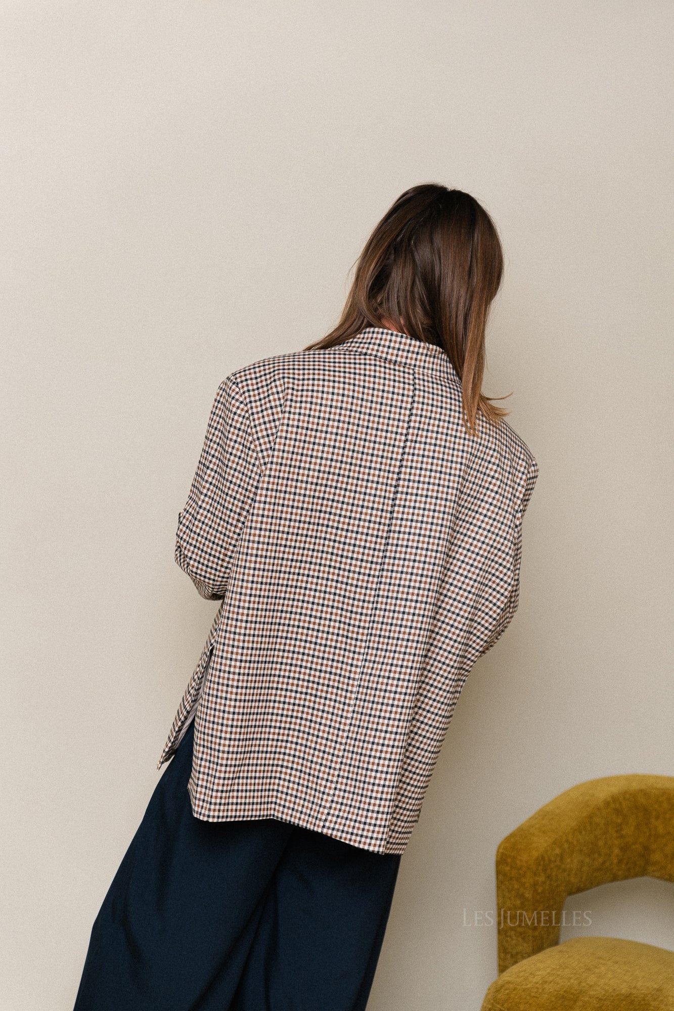 Chloe oversized blazer plaid brown - Image 6