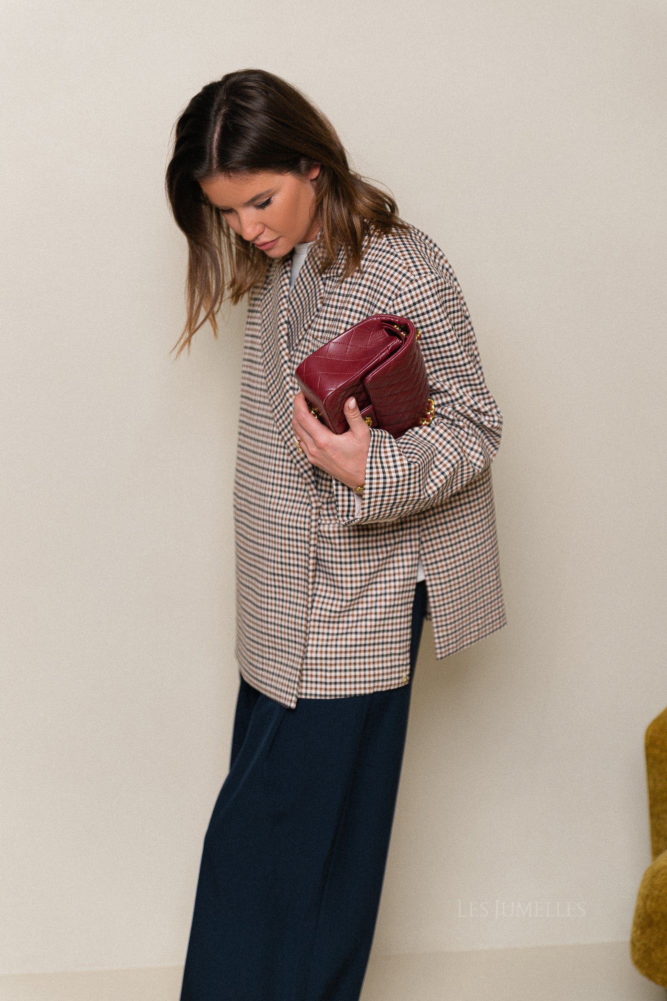 Chloe oversized blazer plaid brown - Image 8