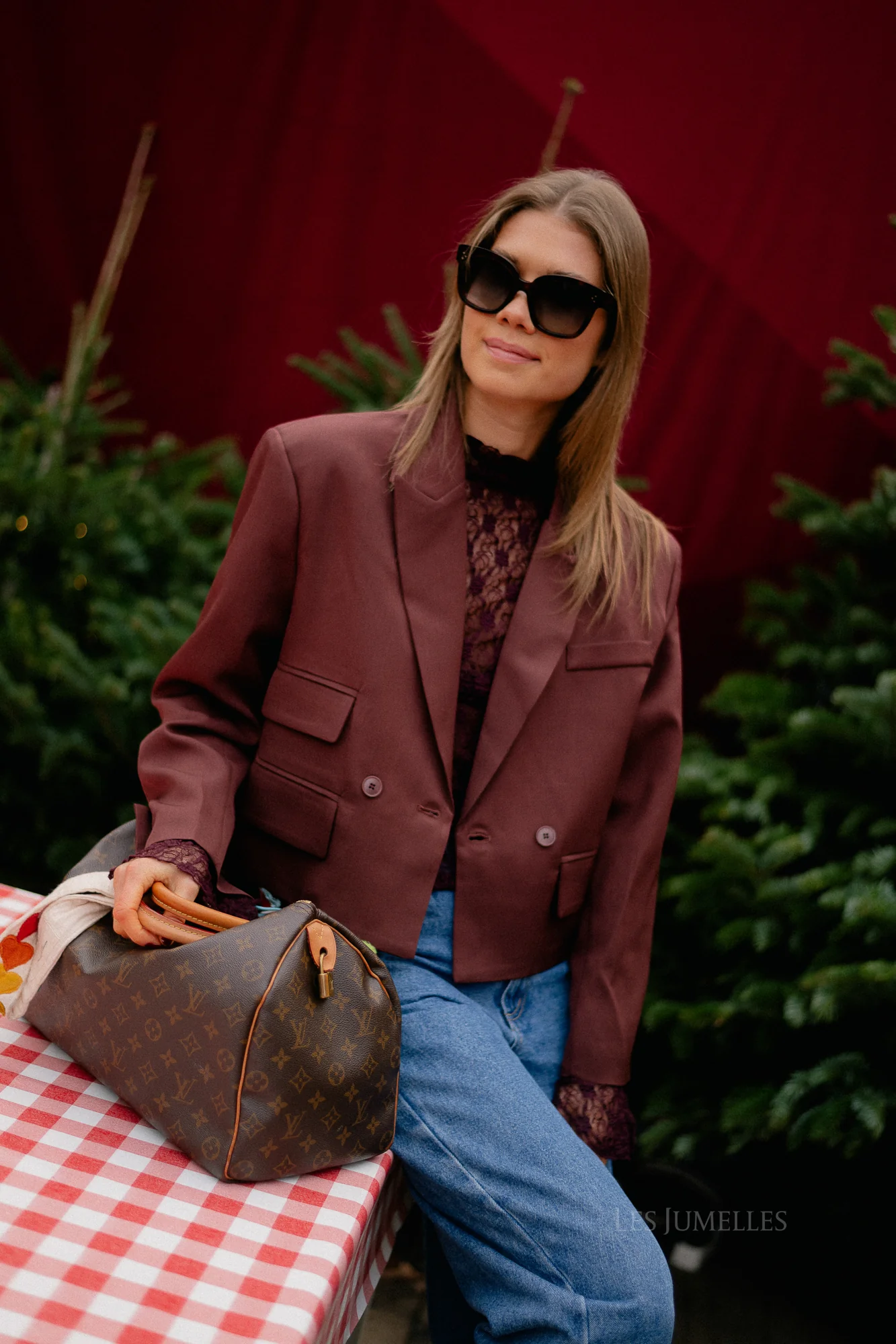 Donna cropped blazer burgundy - Image 3