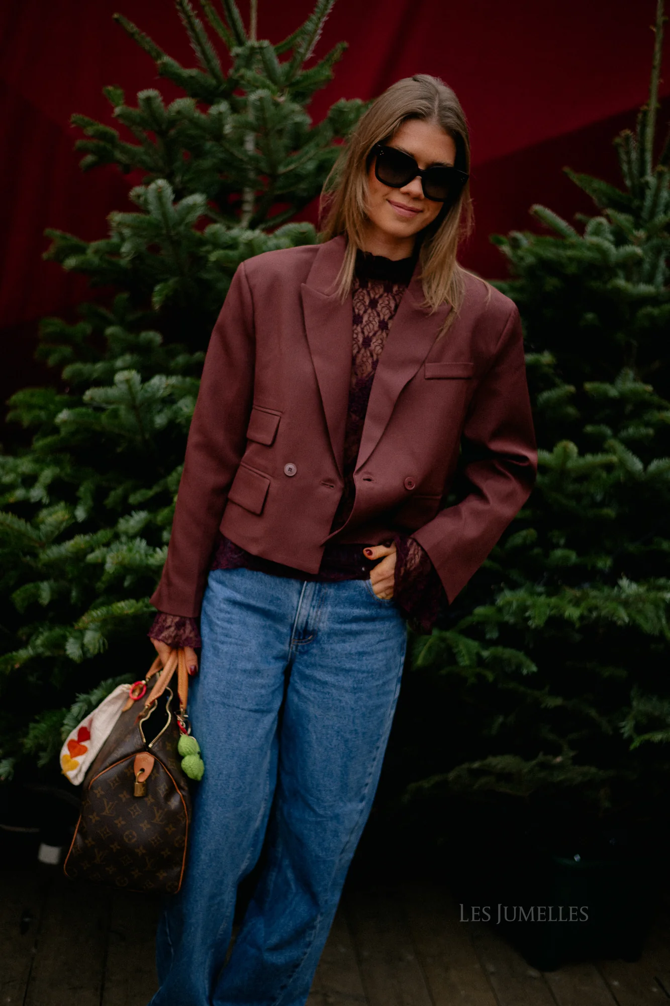 Donna cropped blazer burgundy - Image 9