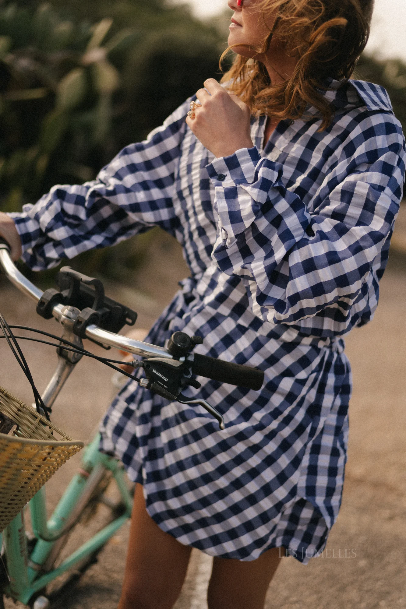 Elynn gingham wrap dress navy/white - Image 4