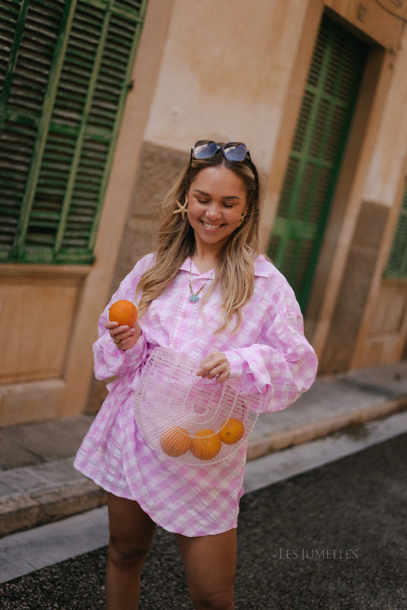 Elynn gingham wrap dress pink/white - Image 9