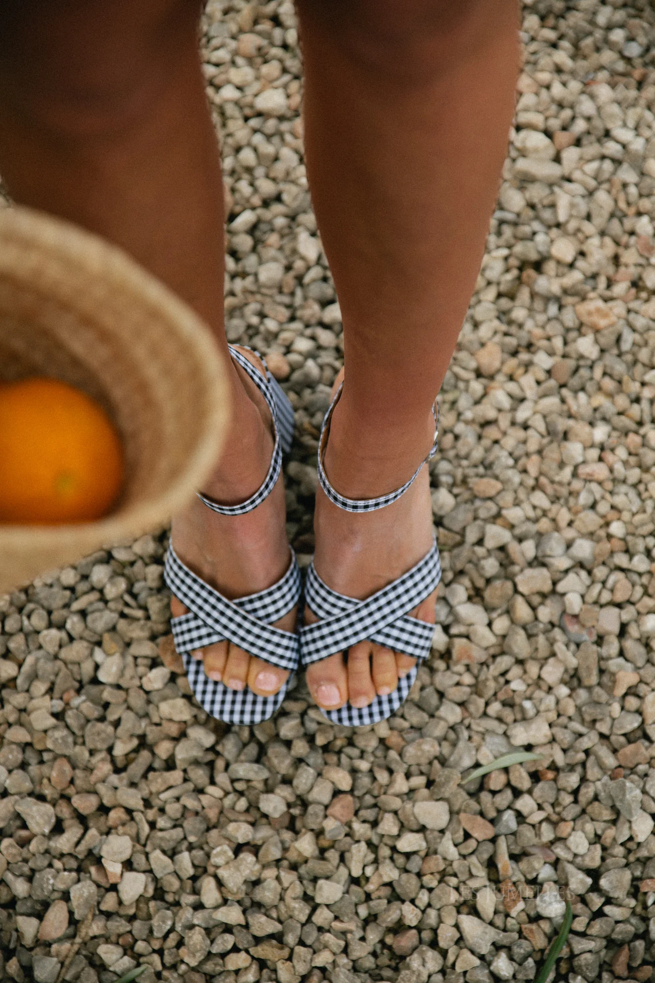Jill gingham block heel sandals black - Image 3