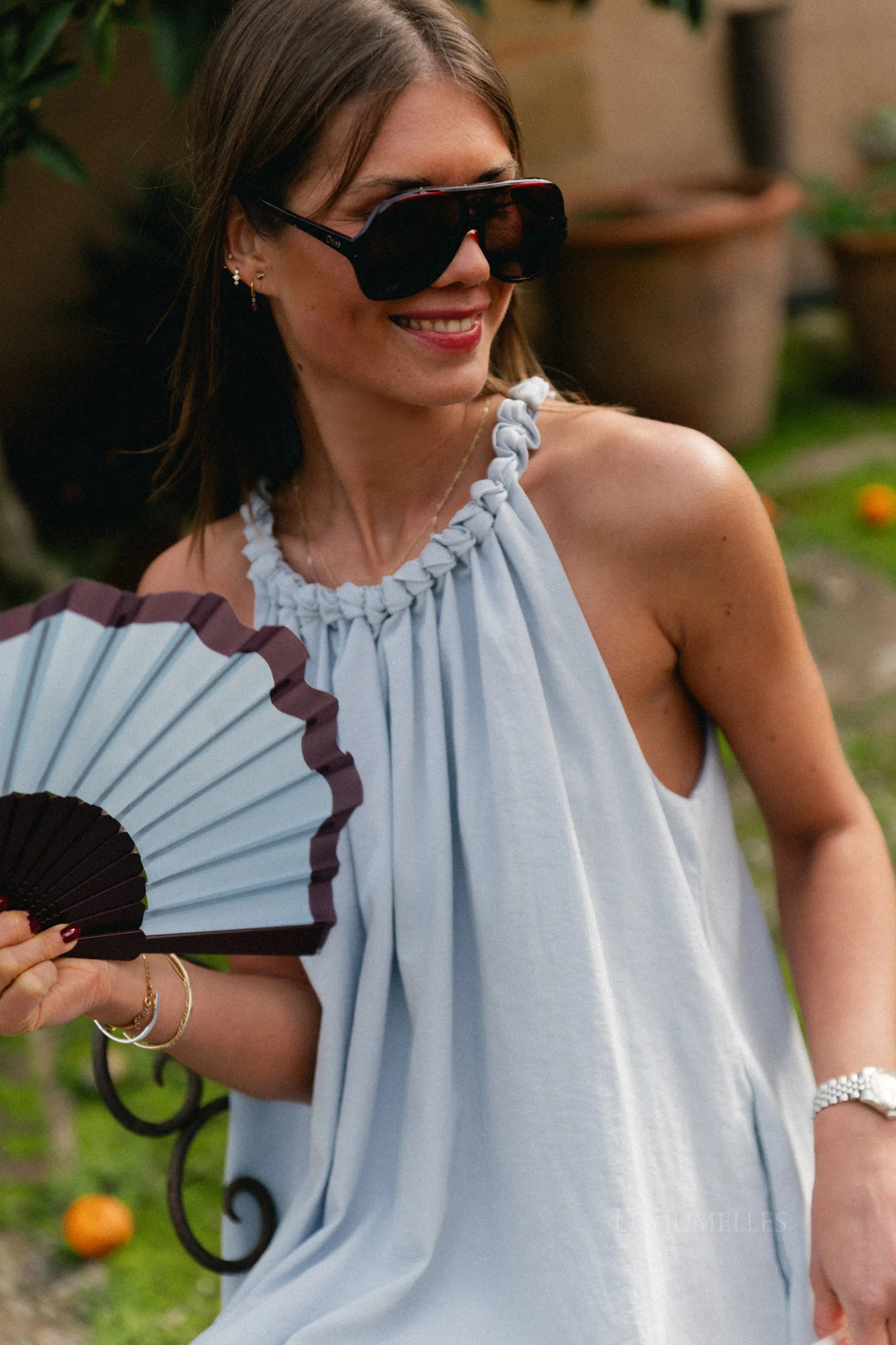 Lucie halterneck ankle dress pearl blue - Image 9