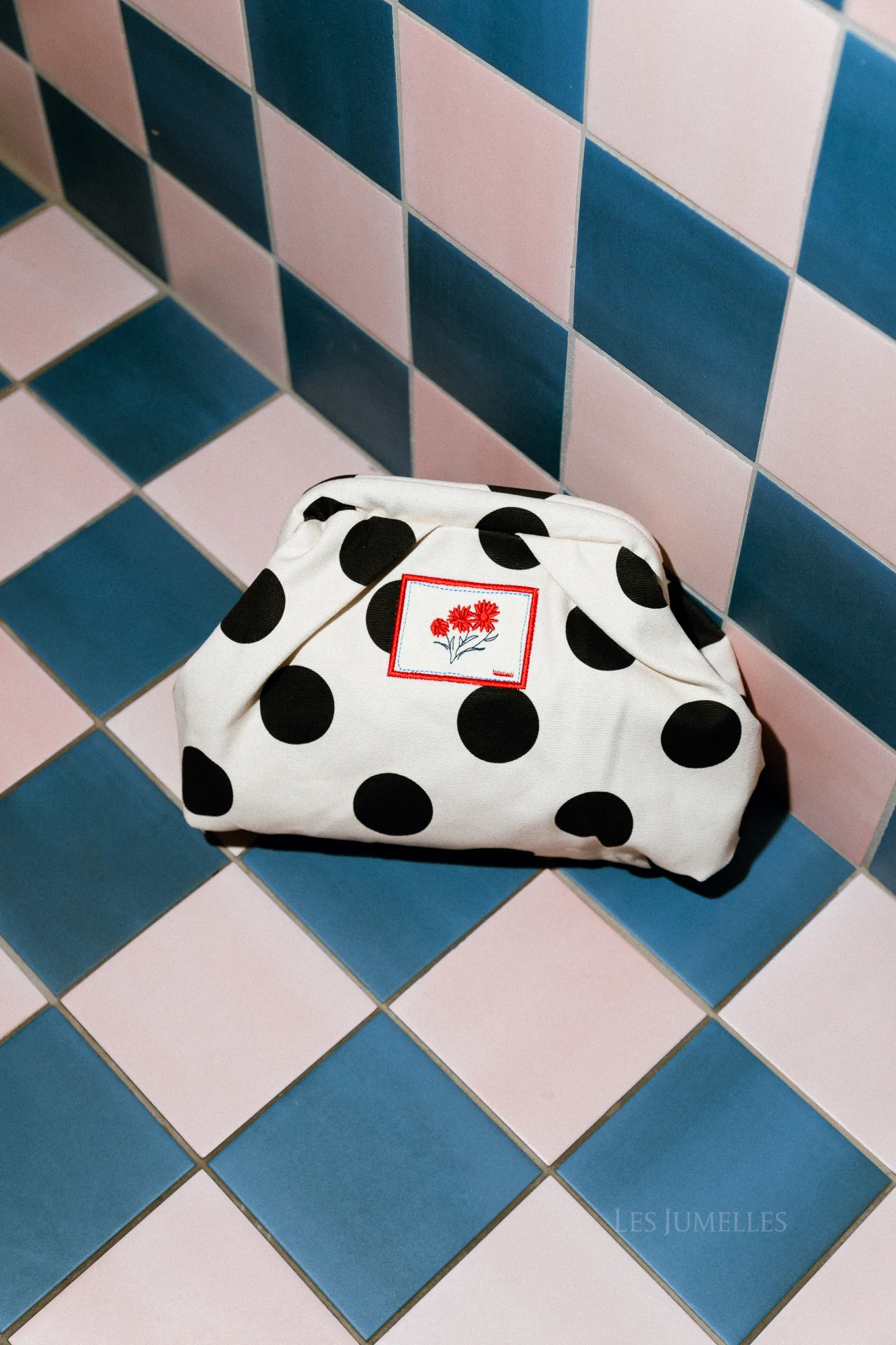 Maxi polka canvas Bonita bag birch white - Image 3