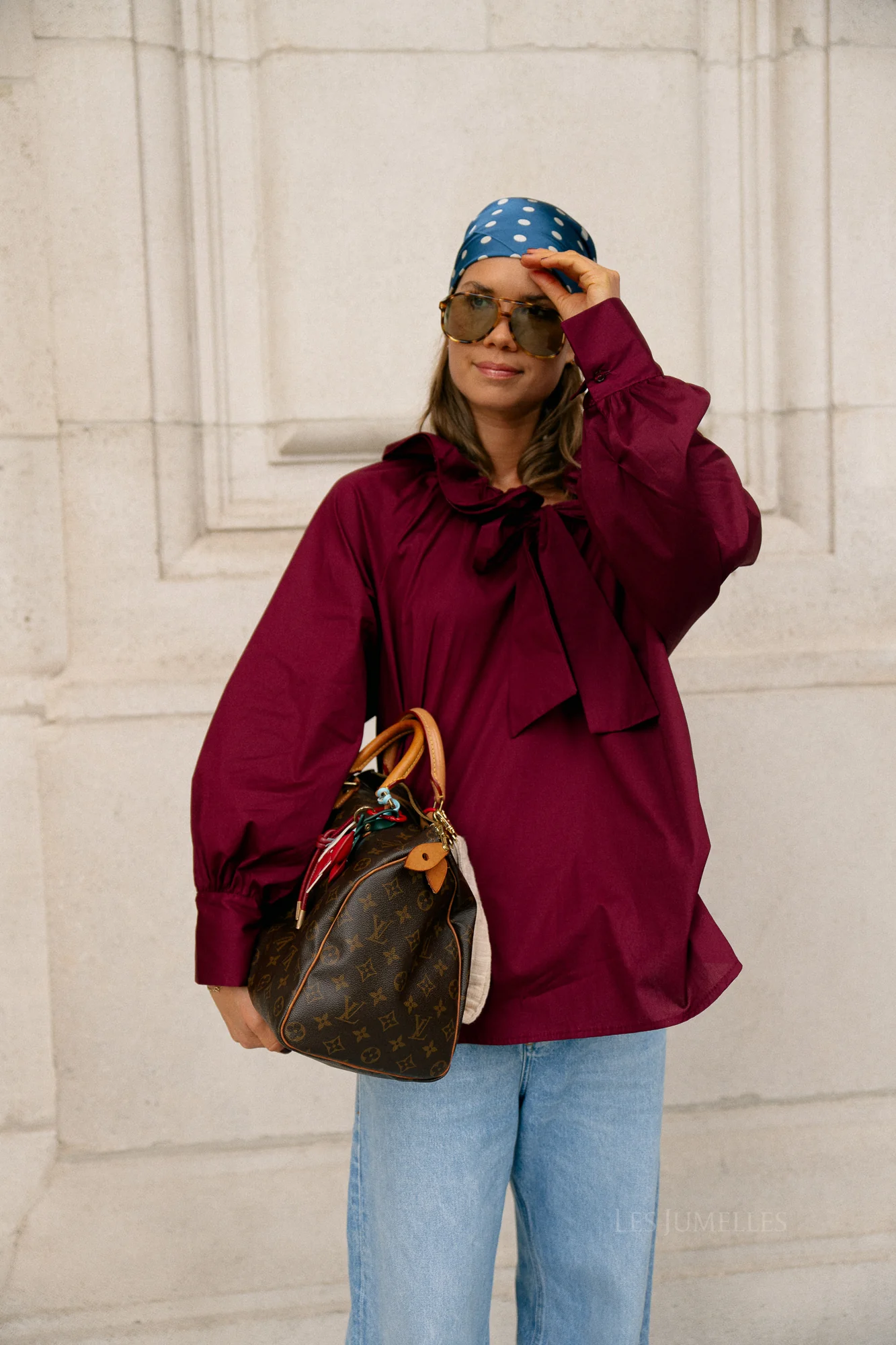 Poppy bow tie blouse burgundy - Image 4