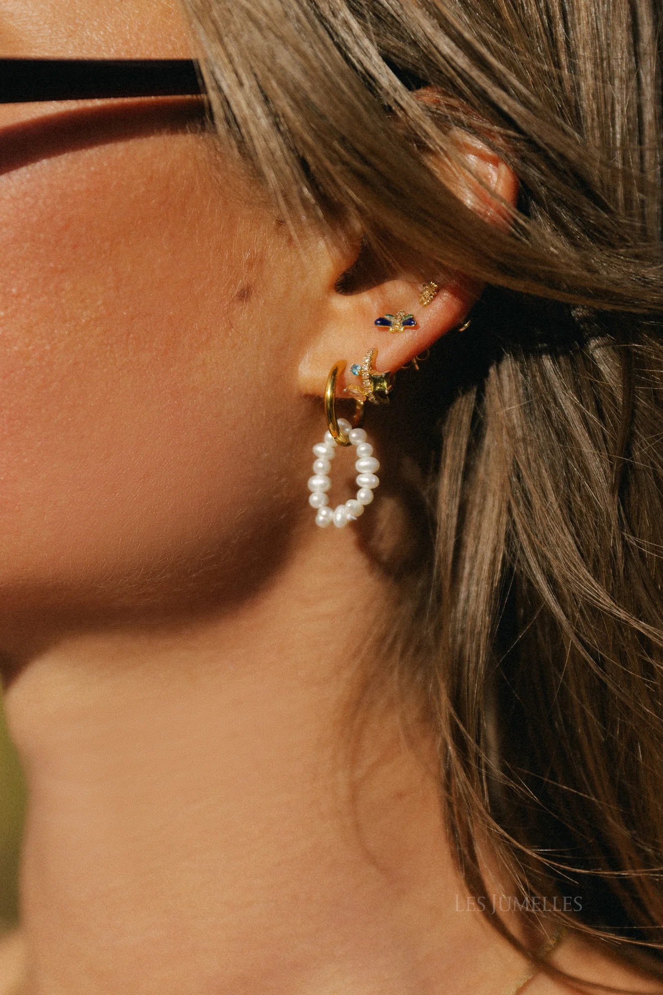 Red heart/pearl ring earrings gold - Image 3