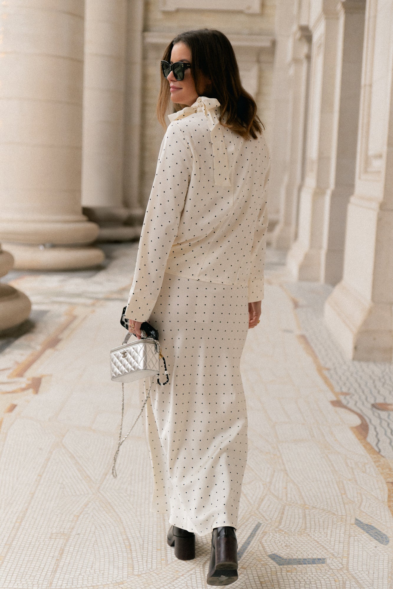 VIFadia HW midi ankle skirt cloud dancer/black dots - Image 6