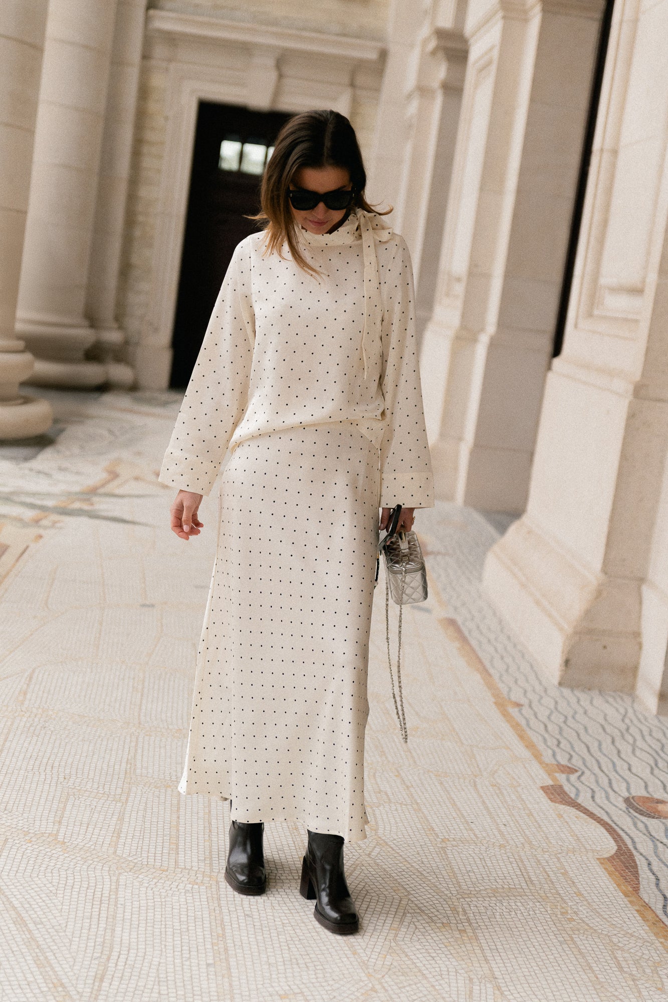 VIFadia HW midi ankle skirt cloud dancer/black dots - Image 8