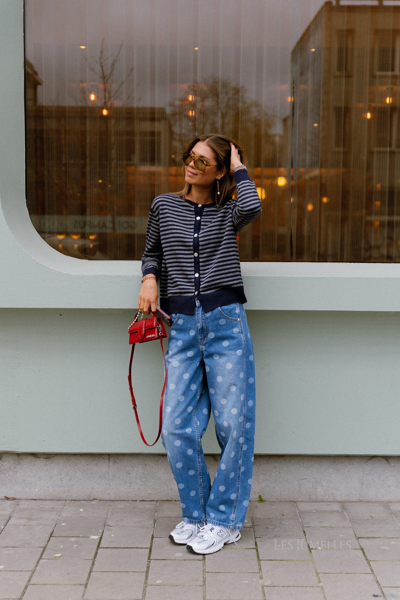 YASLua HW barrel jeans medium blue denim/white dots - Image 3