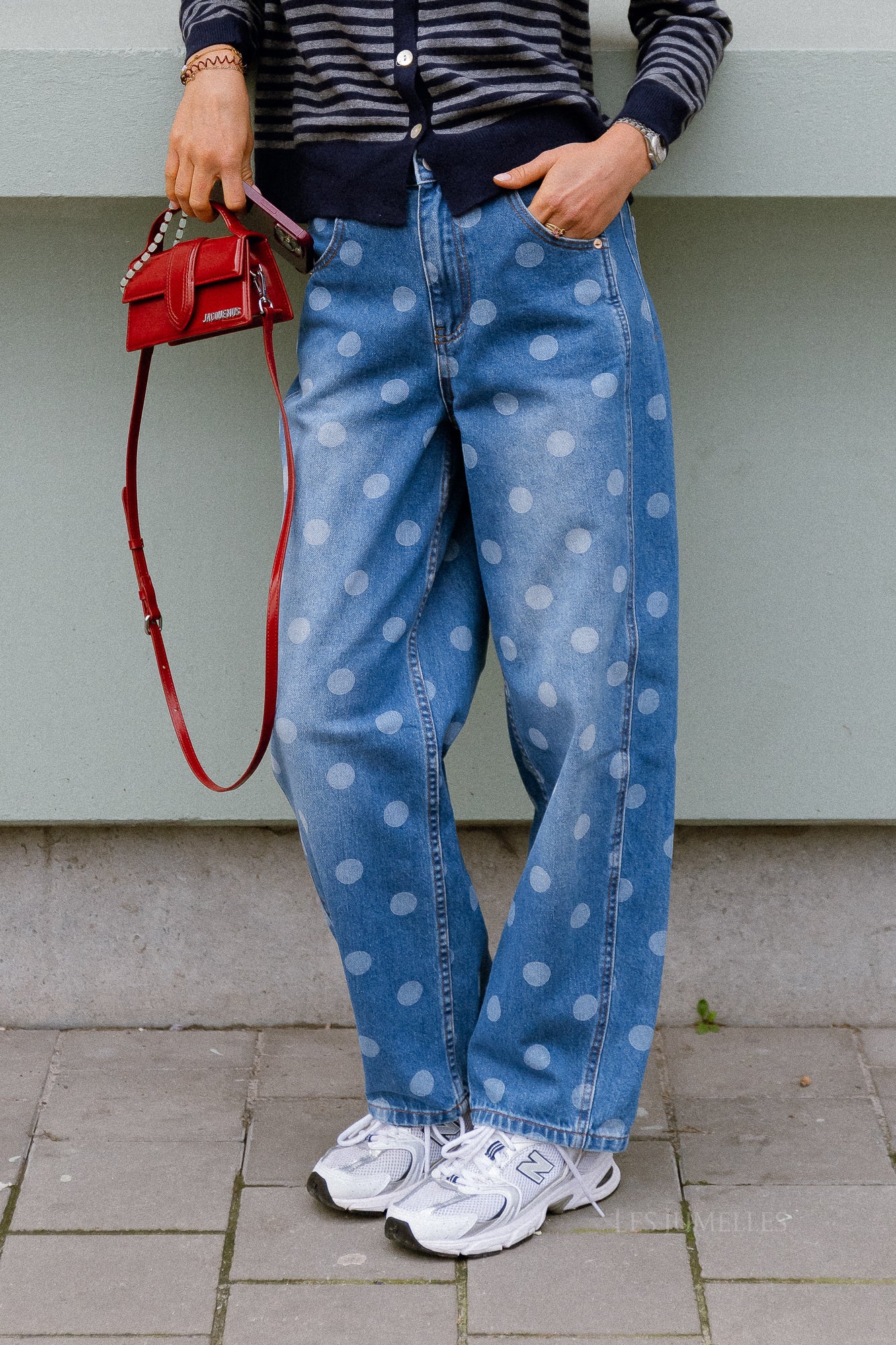 YASLua HW barrel jeans medium blue denim/white dots - Image 4