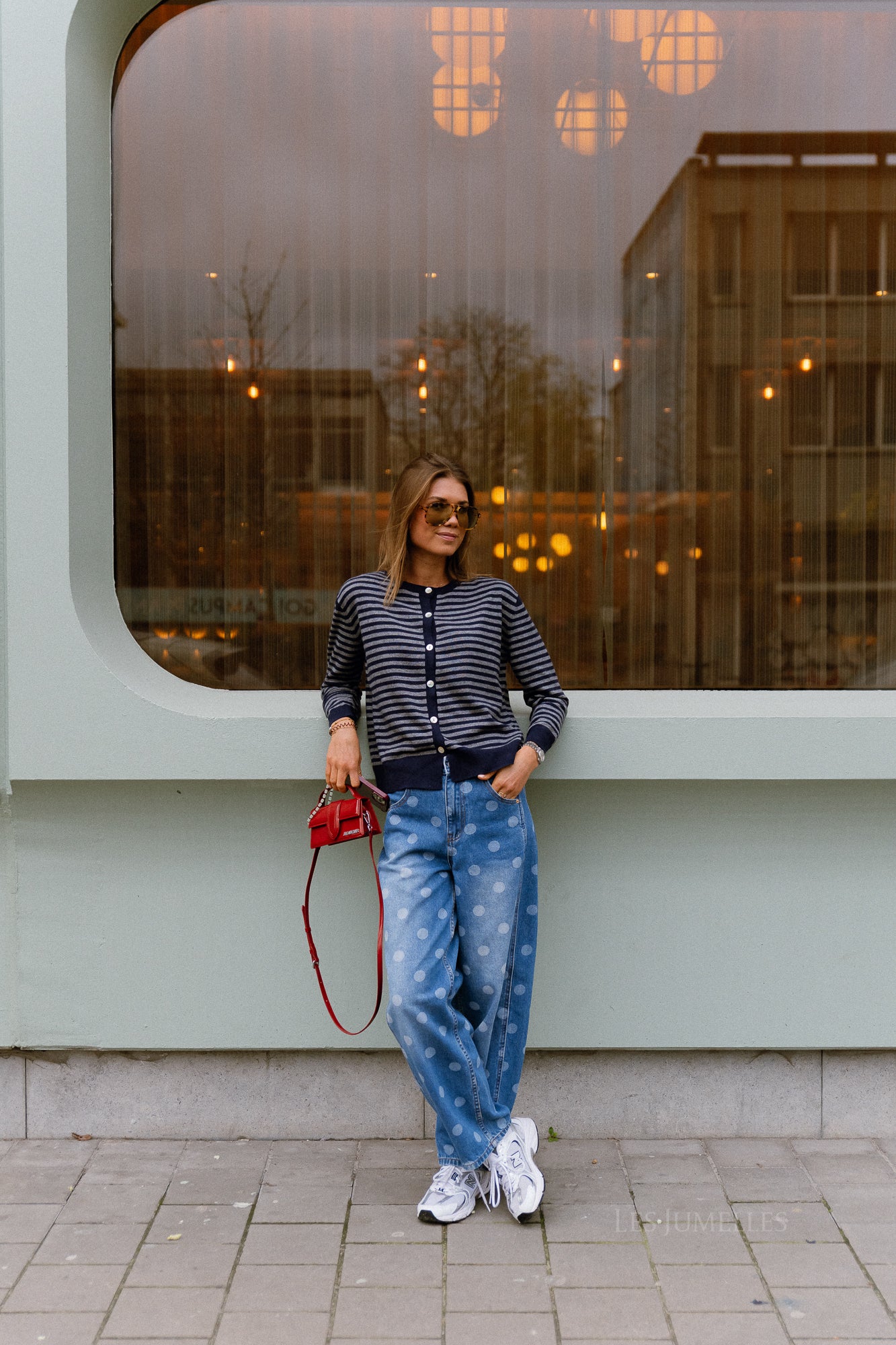 YASLua HW barrel jeans medium blue denim/white dots - Image 5