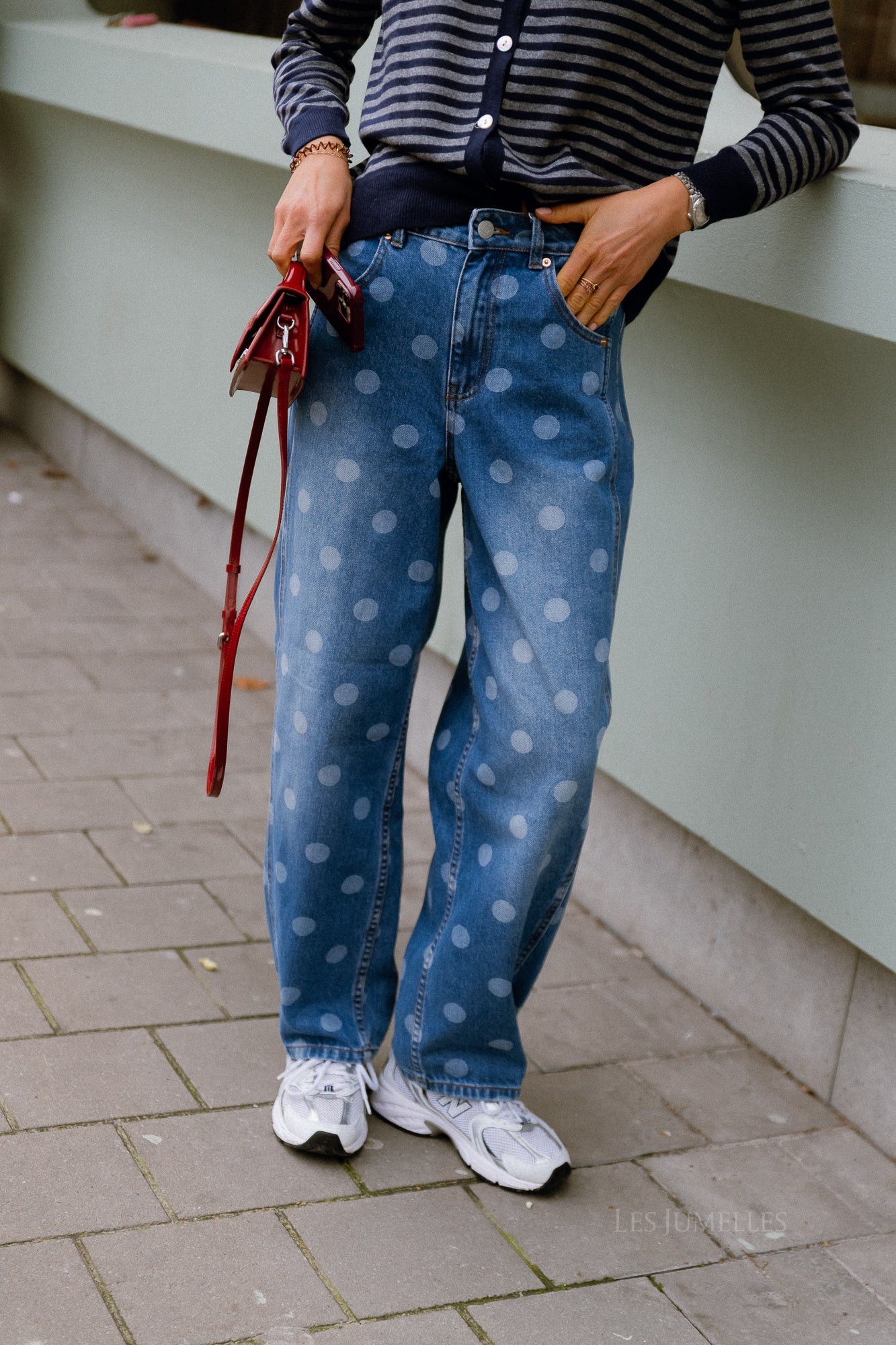 YASLua HW barrel jeans medium blue denim/white dots - Image 6