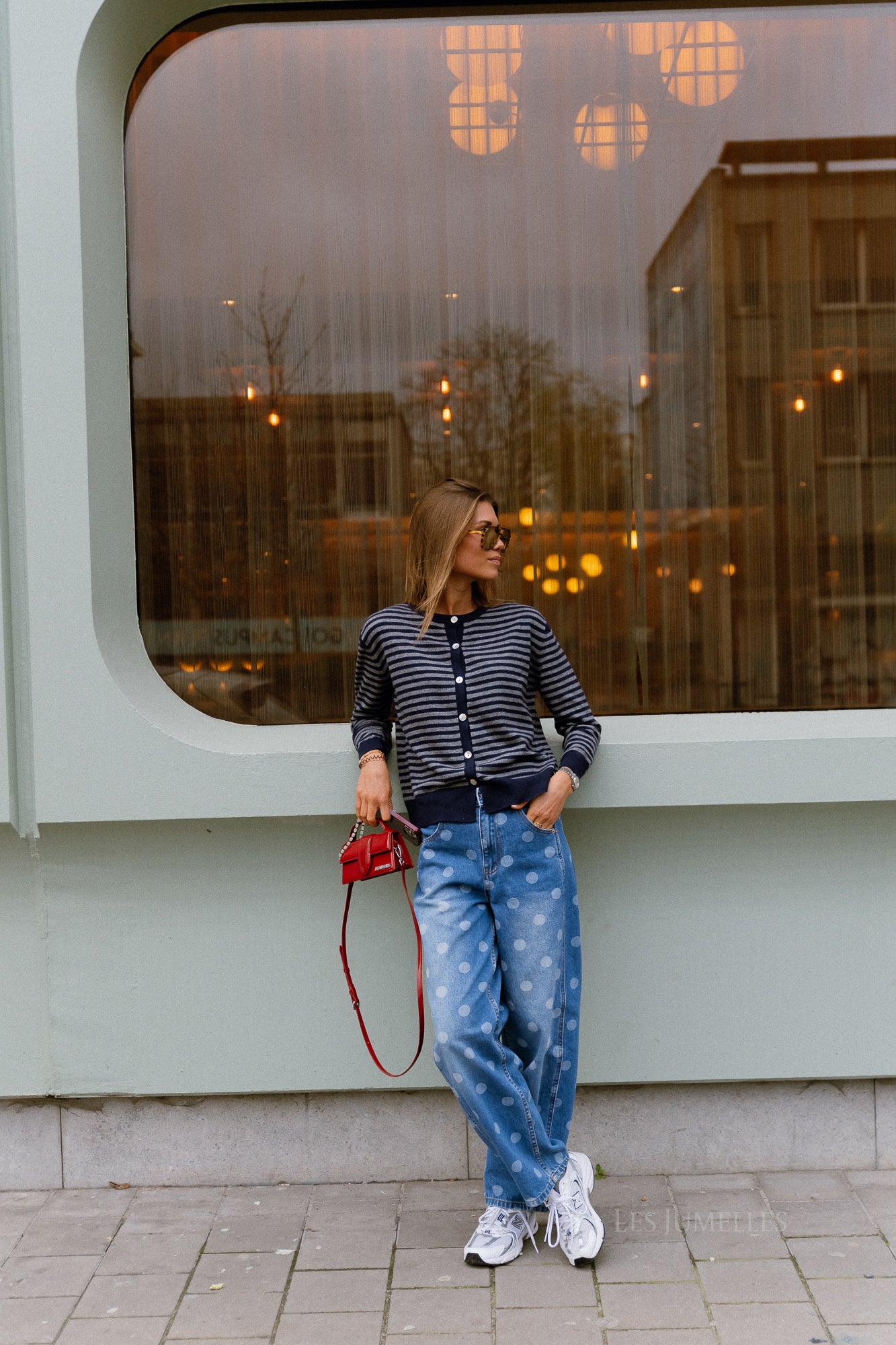 YASLua HW barrel jeans medium blue denim/white dots - Image 7